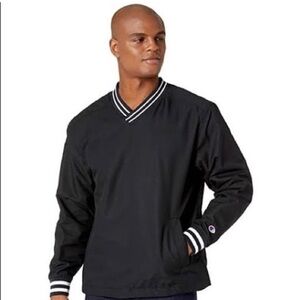 Champion Black Nylon Baseball Sweatshirt